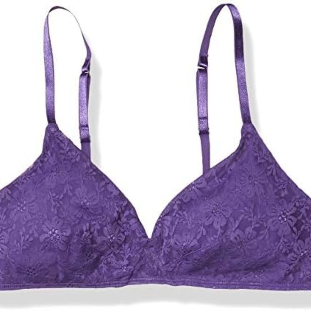 Mae Women's Lace and Mesh Bralette, ultra violet, X-Large Soft Beautiful Sexy
